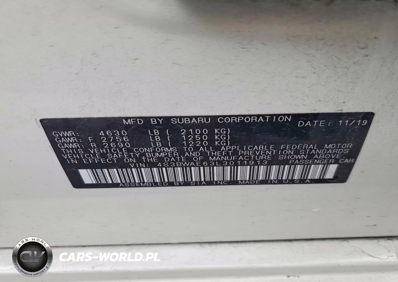 2020 Subaru Legacy Premium VIN:4S3BWAE63L3011913 - 12
