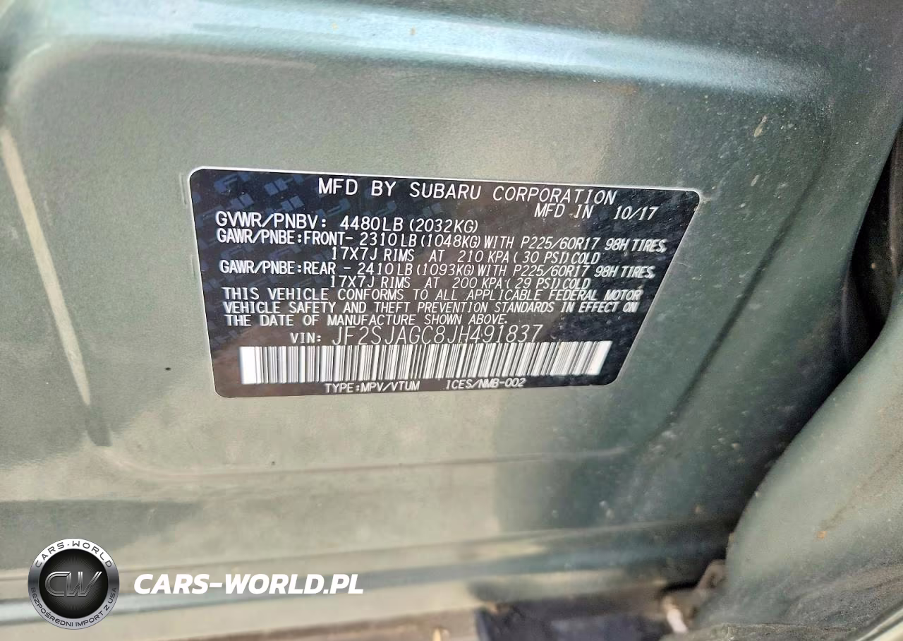 2018 Subaru Forester 2.5I Premium VIN:JF2SJAGC8JH491837 - 12