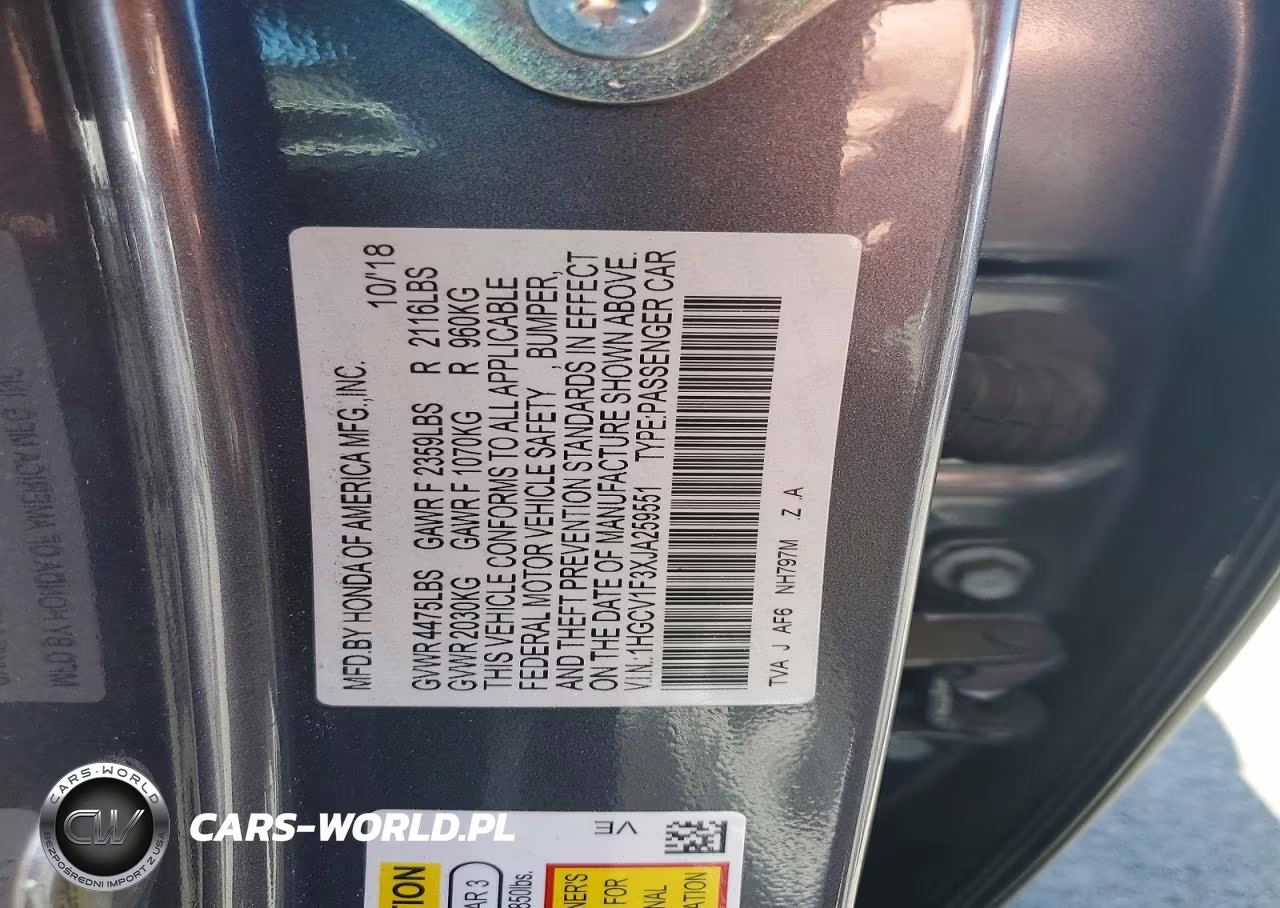 2018 Honda Accord Sport VIN:1HGCV1F3XJA259551 - 12