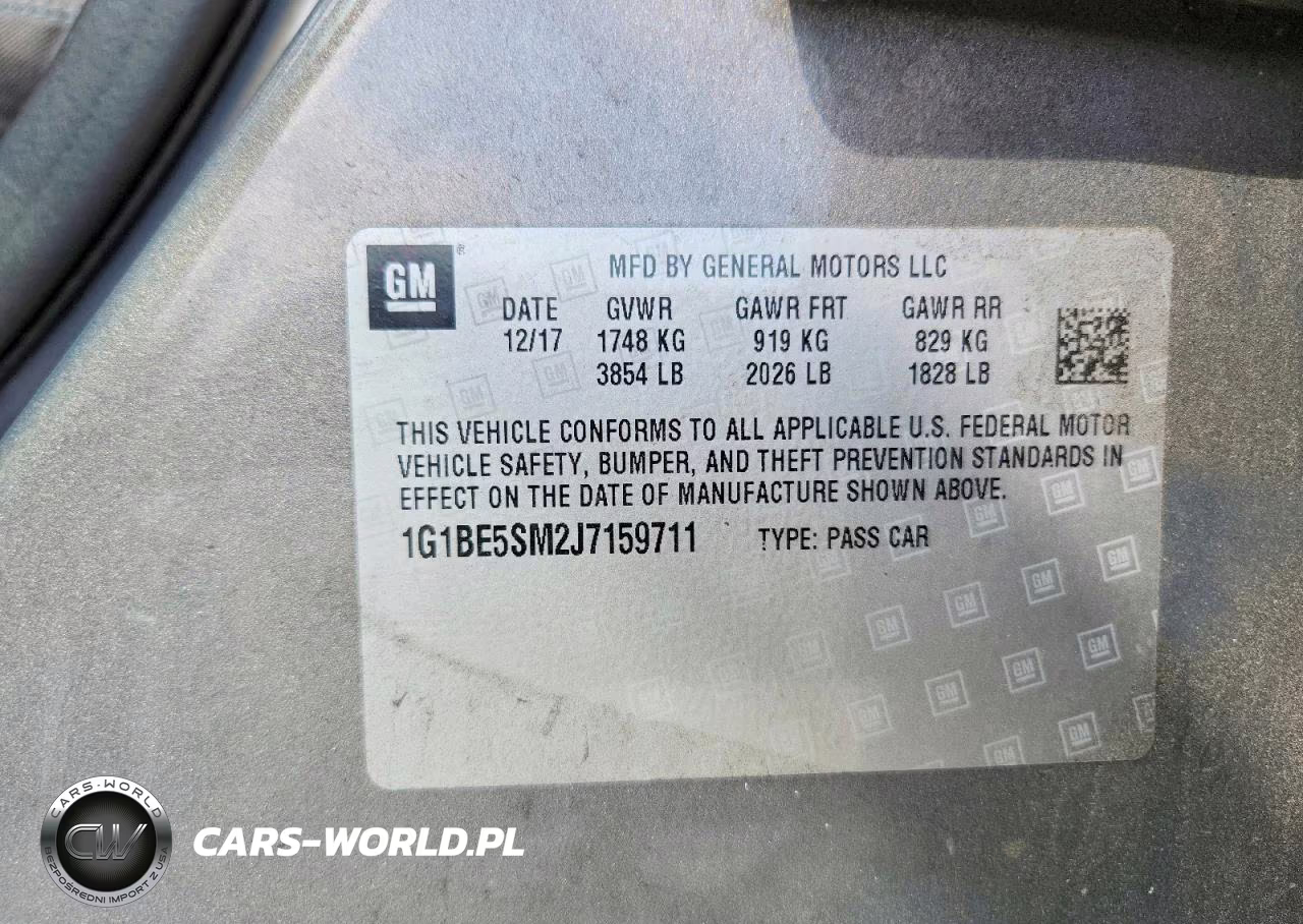 2018 Chevrolet Cruze Lt VIN:1G1BE5SM2J7159711 - 12