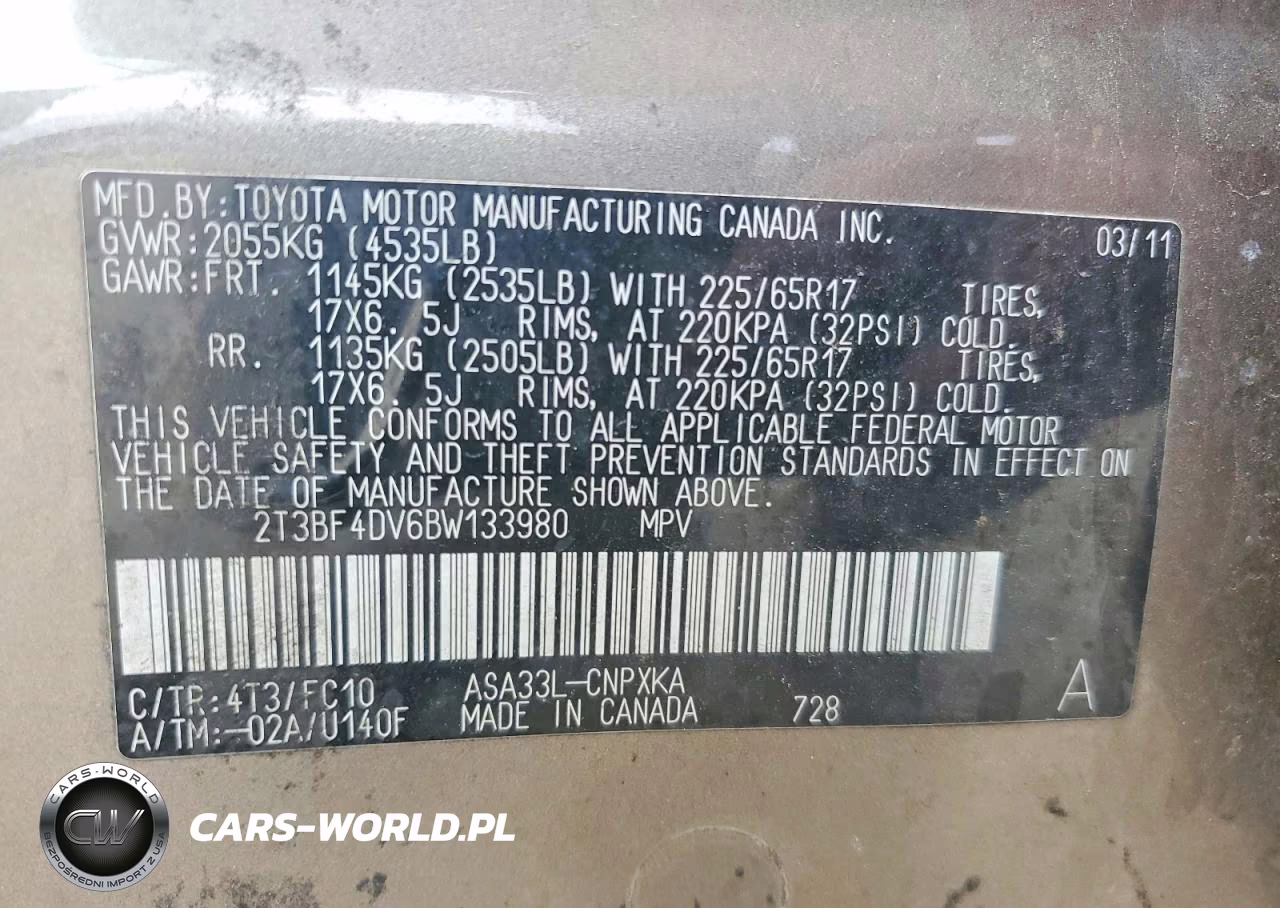 2011 Toyota Rav4 Base VIN:2T3BF4DV6BW133980 - 13