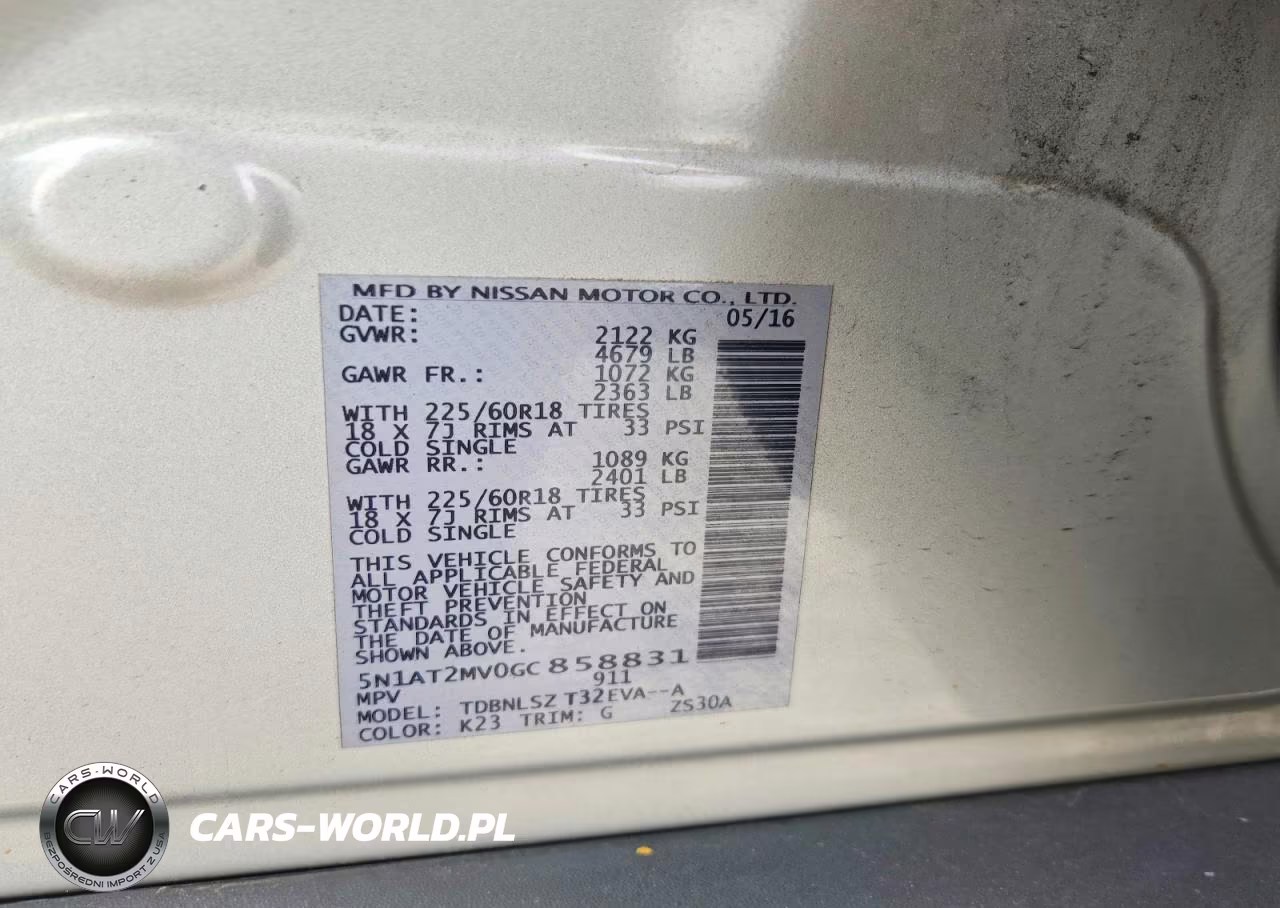 2016 Nissan Rogue Sl VIN:5N1AT2MV0GC858831 - 12