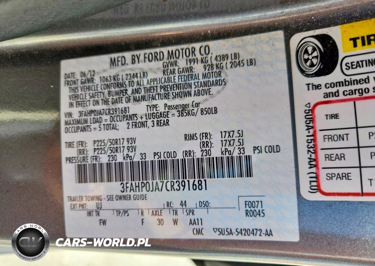 2012 Ford Fusion Sel VIN:3FAHP0JA7CR391681 - 12