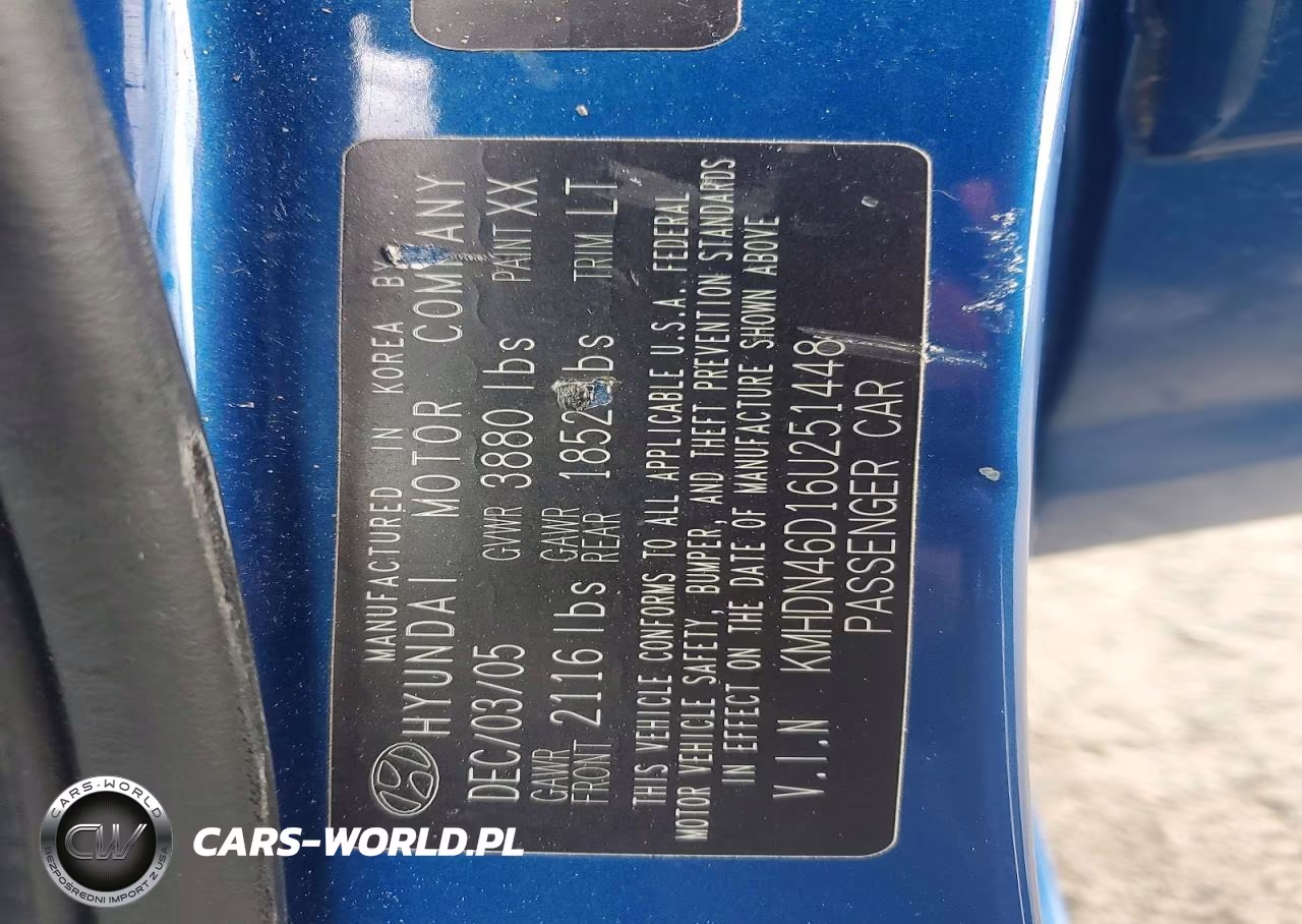 2006 Hyundai Elantra Gls VIN:KMHDN46D16U251448 - 12