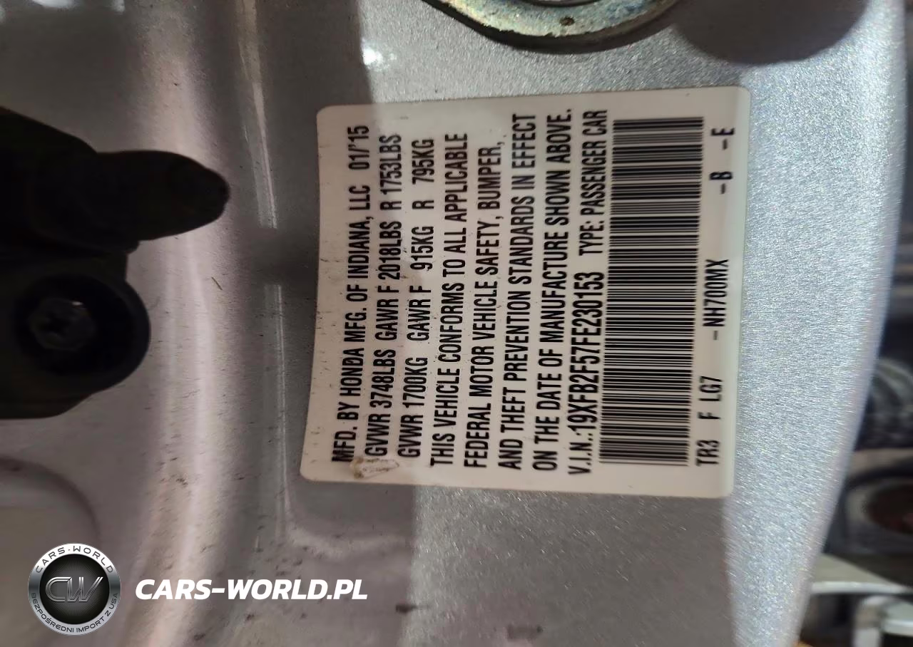 2015 Honda Civic Lx VIN:19XFB2F57FE230153 - 12