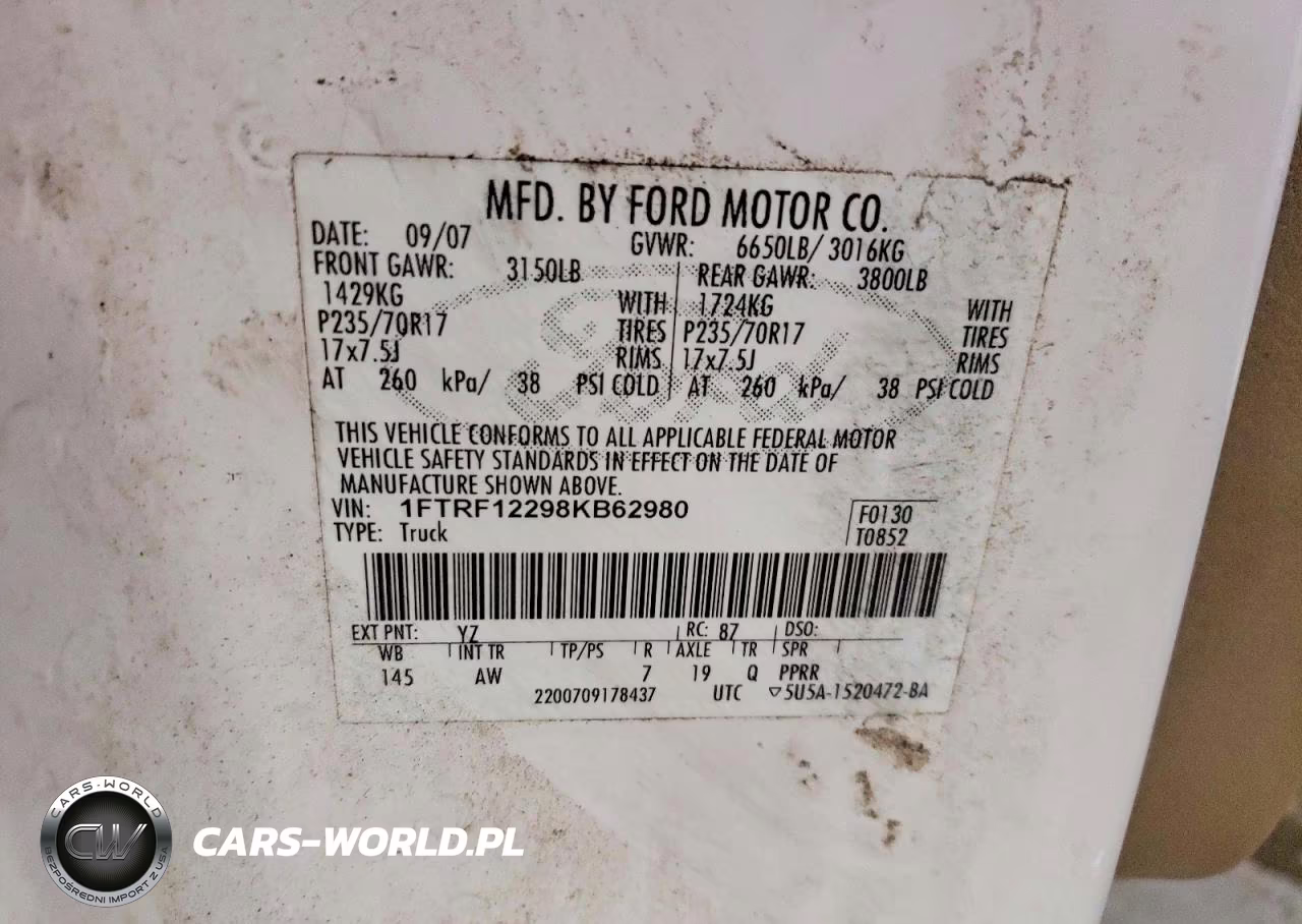 2008 Ford F150 VIN:1FTRF12298KB62980 - 12