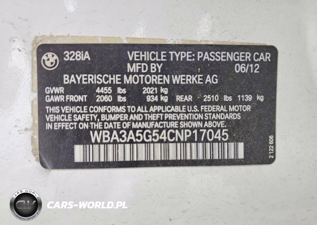 2012 BMW 328 I VIN:WBA3A5G54CNP17045 - 12