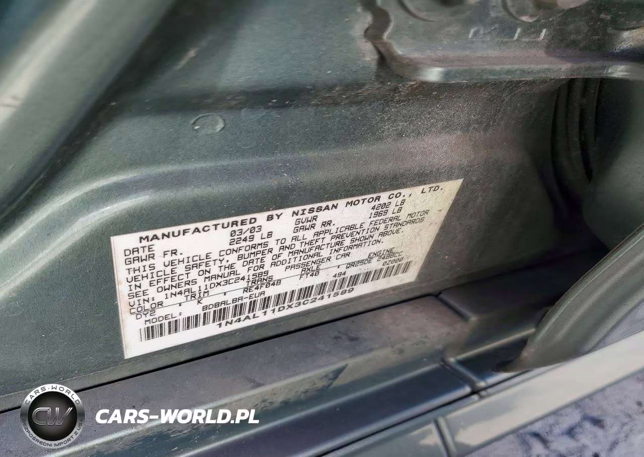 2003 Nissan Altima 2.5 VIN:1N4AL11DX3C241589 - 13