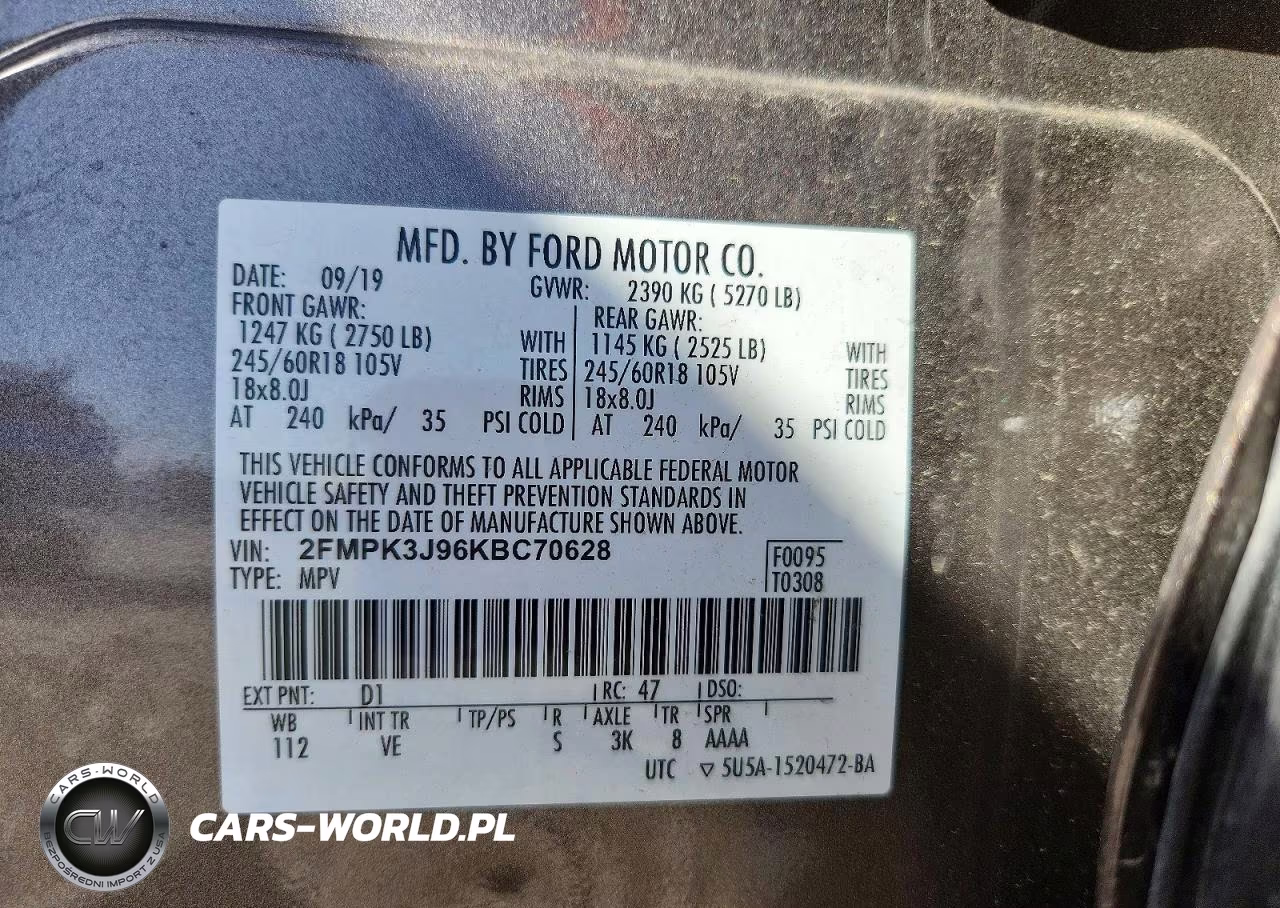 2019 Ford Edge Sel VIN:2FMPK3J96KBC70628 - 13