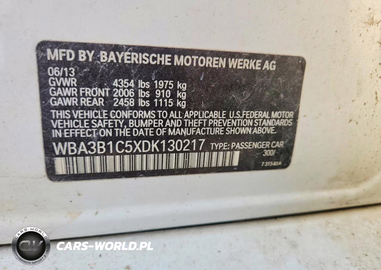 2013 BMW 320 VIN:WBA3B1C5XDK130217 - 13