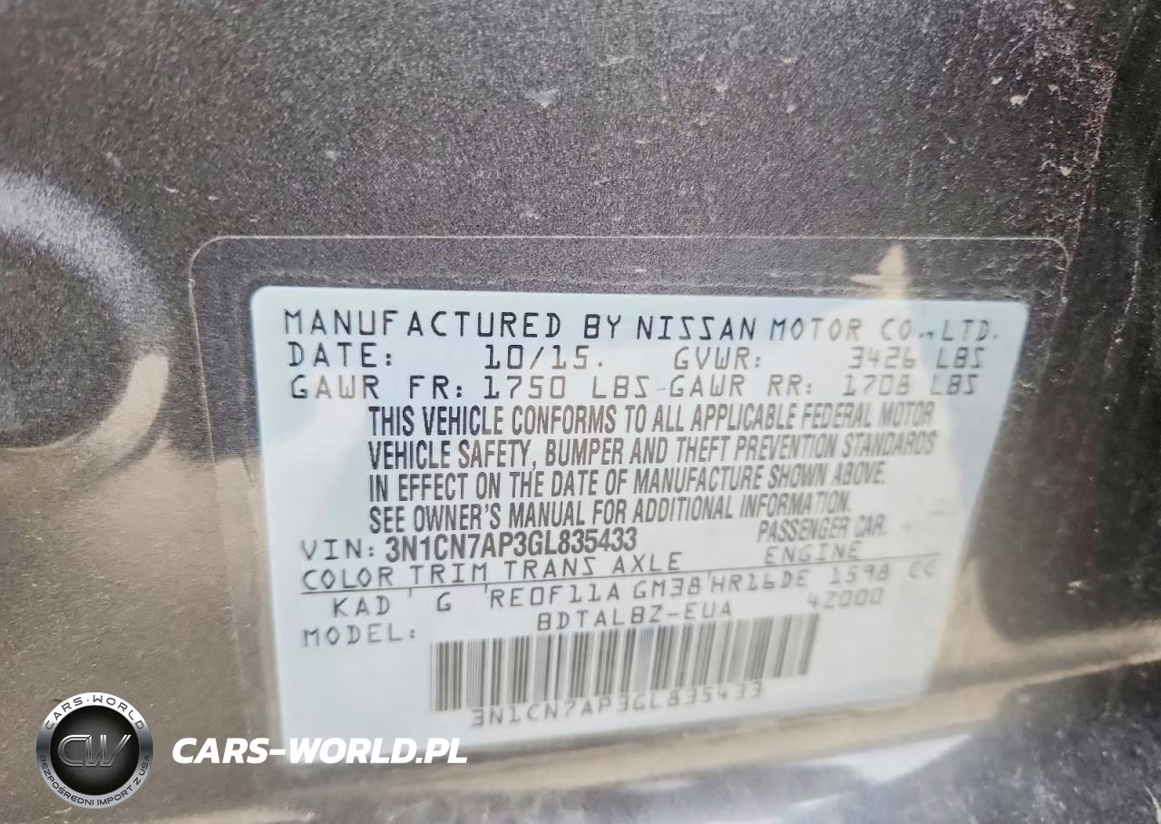 2016 Nissan Versa 1.6 Sv VIN:3N1CN7AP3GL835433 - 13