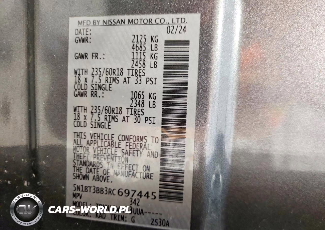 2024 Nissan Rogue Sv VIN:5N1BT3BB3RC697445 - 14