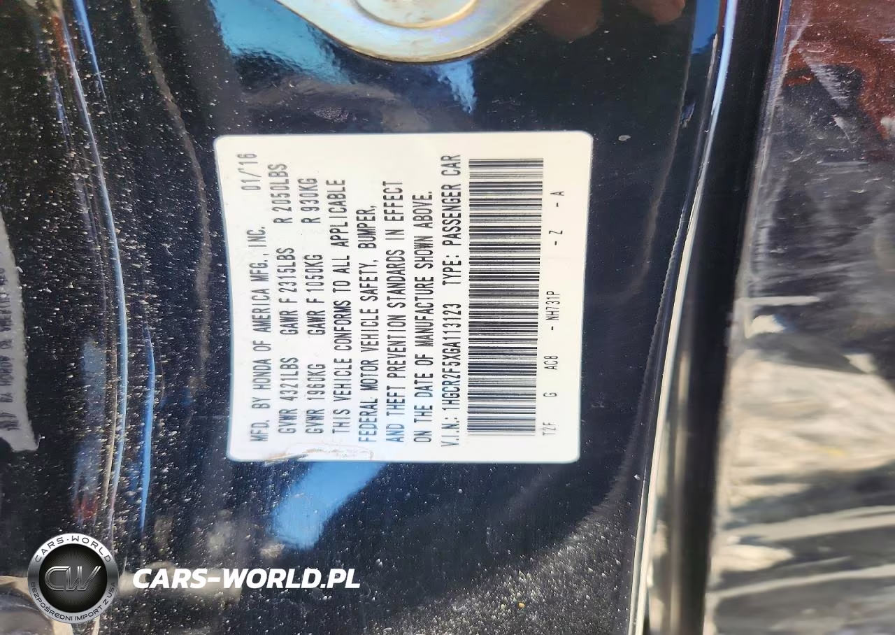 2016 Honda Accord Sport VIN:1HGCR2F5XGA113123 - 12