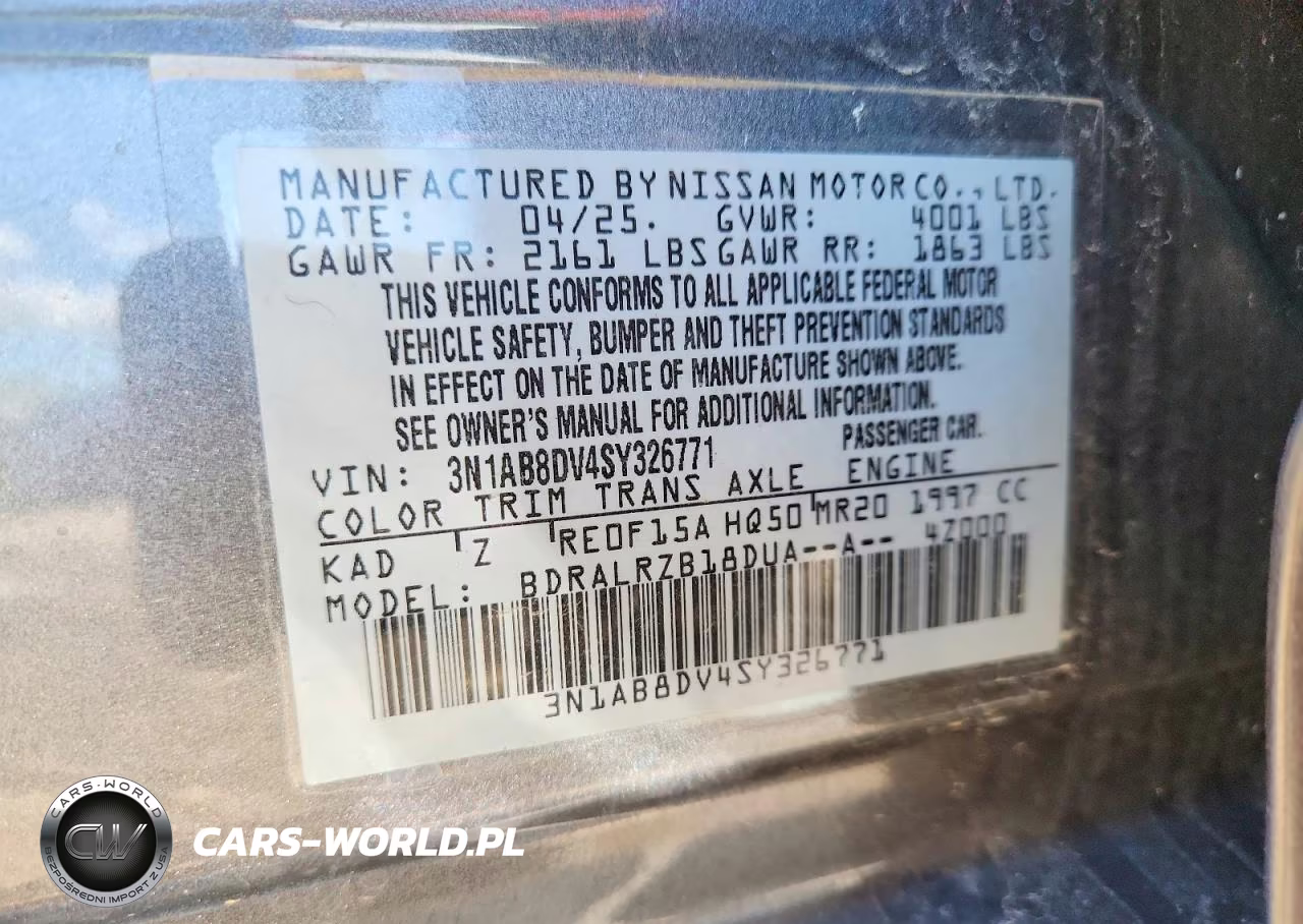 2025 Nissan Sentra Sr VIN:3N1AB8DV4SY326771 - 12