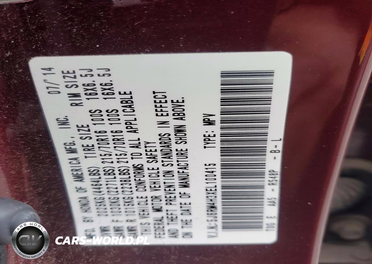 2014 Honda Cr-V Lx VIN:5J6RM4H3XEL100415 - 14
