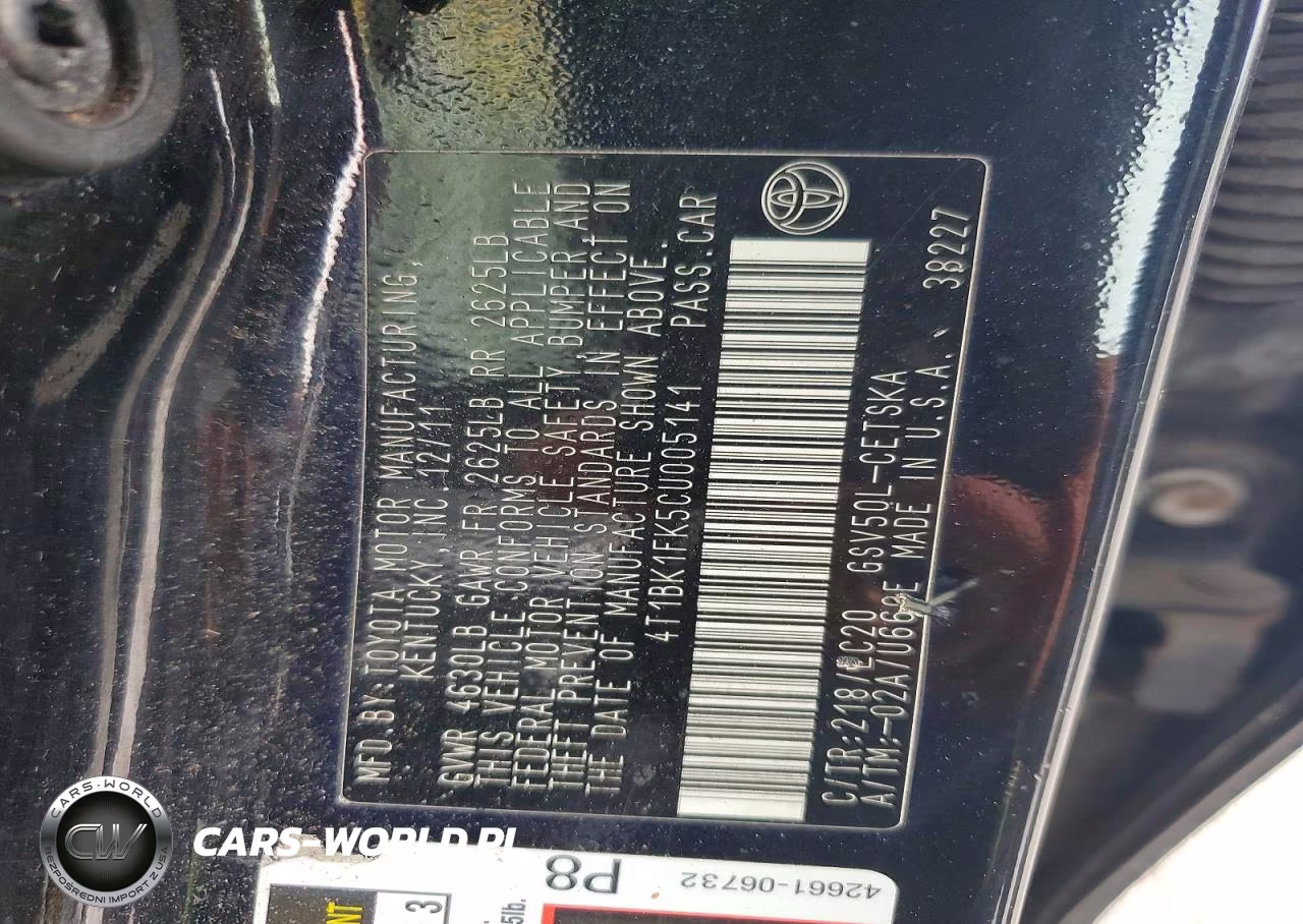 2012 Toyota Camry Se V6 VIN:4T1BK1FK5CU005141 - 12