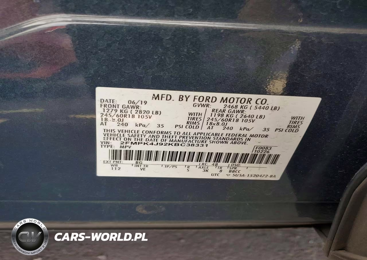 2019 Ford Edge Sel VIN:2FMPK4J92KBC38331 - 12