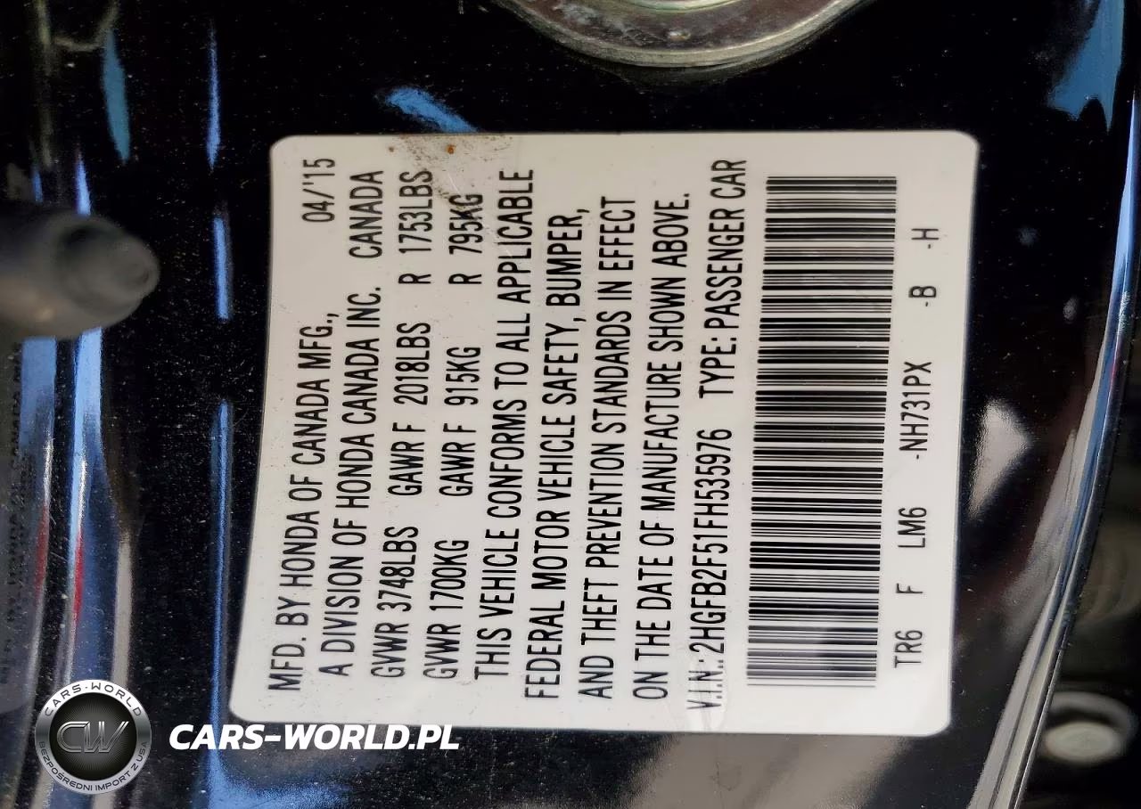2015 Honda Civic Lx VIN:2HGFB2F51FH535976 - 12