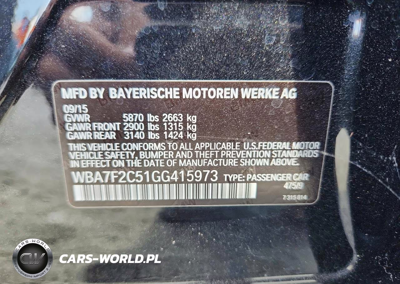 2016 BMW 750 Xi VIN:WBA7F2C51GG415973 - 12