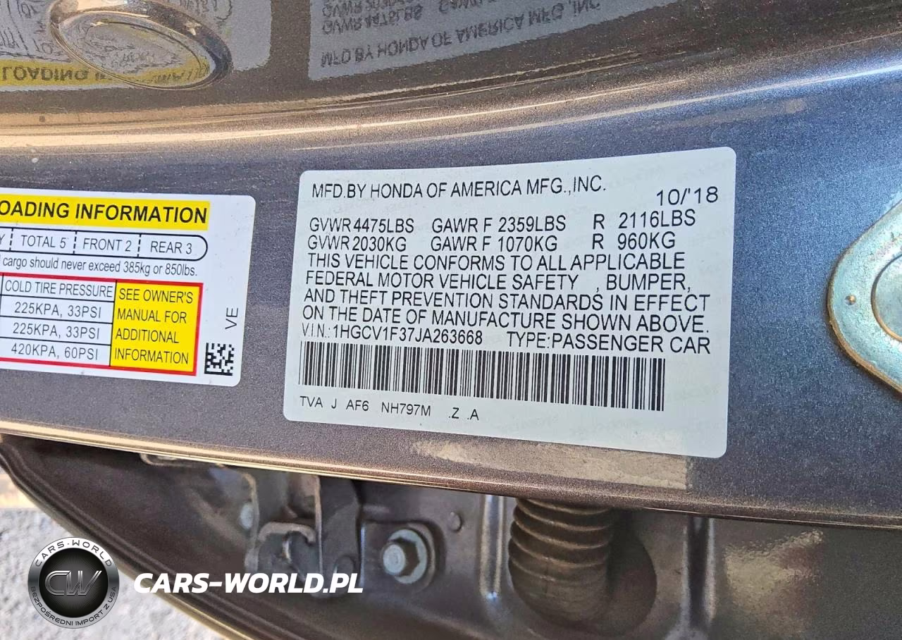 2018 Honda Accord Sport VIN:1HGCV1F37JA263668 - 12