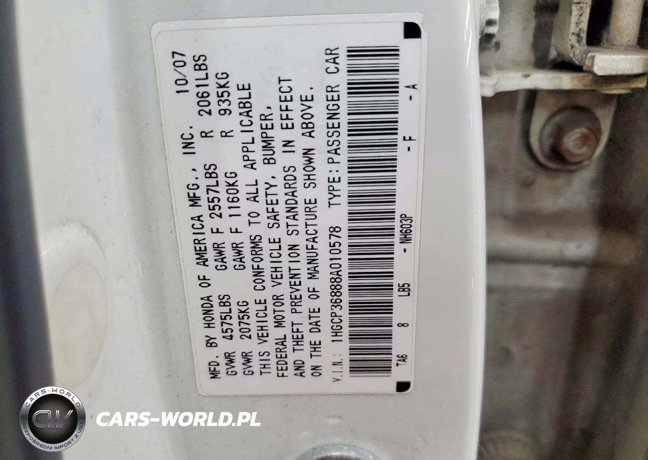 2008 Honda Accord Exl VIN:1HGCP36888A010578 - 12