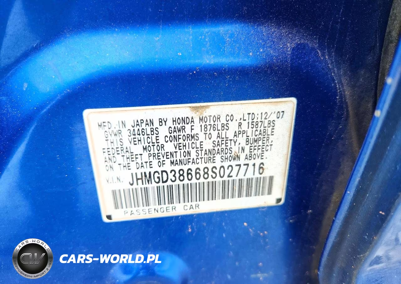 2008 Honda Fit Sport VIN:JHMGD38668S027716 - 12