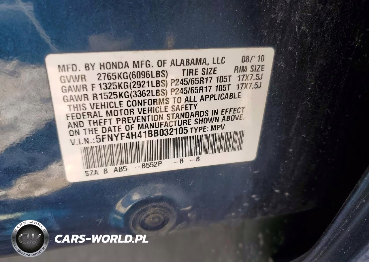2011 Honda Pilot Ex VIN:5FNYF4H41BB032105 - 13