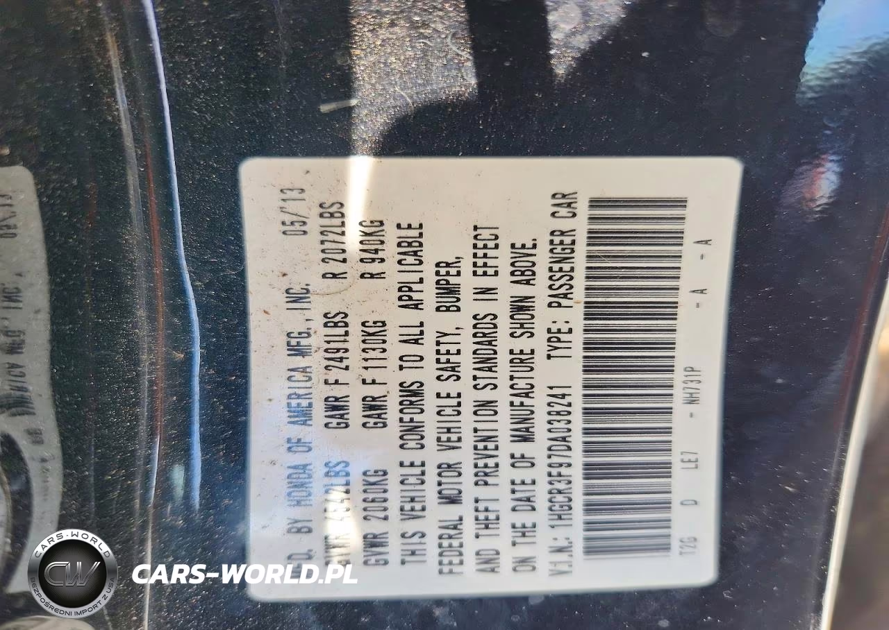 2013 Honda Accord Touring VIN:1HGCR3F97DA038241 - 13
