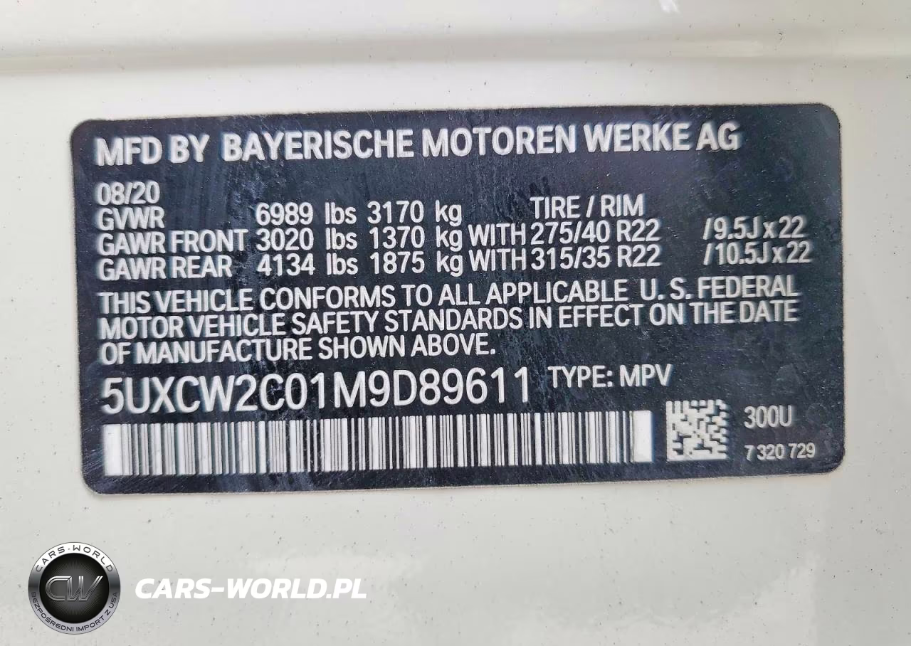 2021 BMW X7 xDrive40I VIN:5UXCW2C01M9D89611 - 14