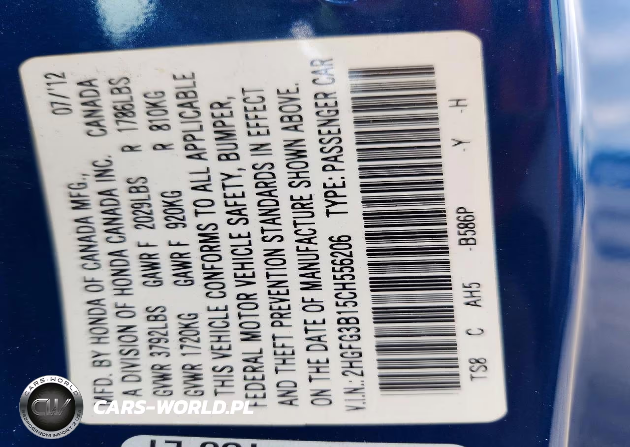 2012 Honda Civic Exl VIN:2HGFG3B15CH556206 - 13