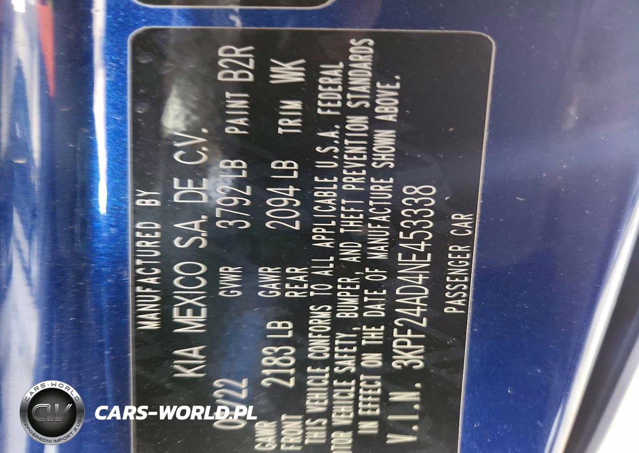 2022 Kia Forte Lxs VIN:3KPF24AD4NE453338 - 12