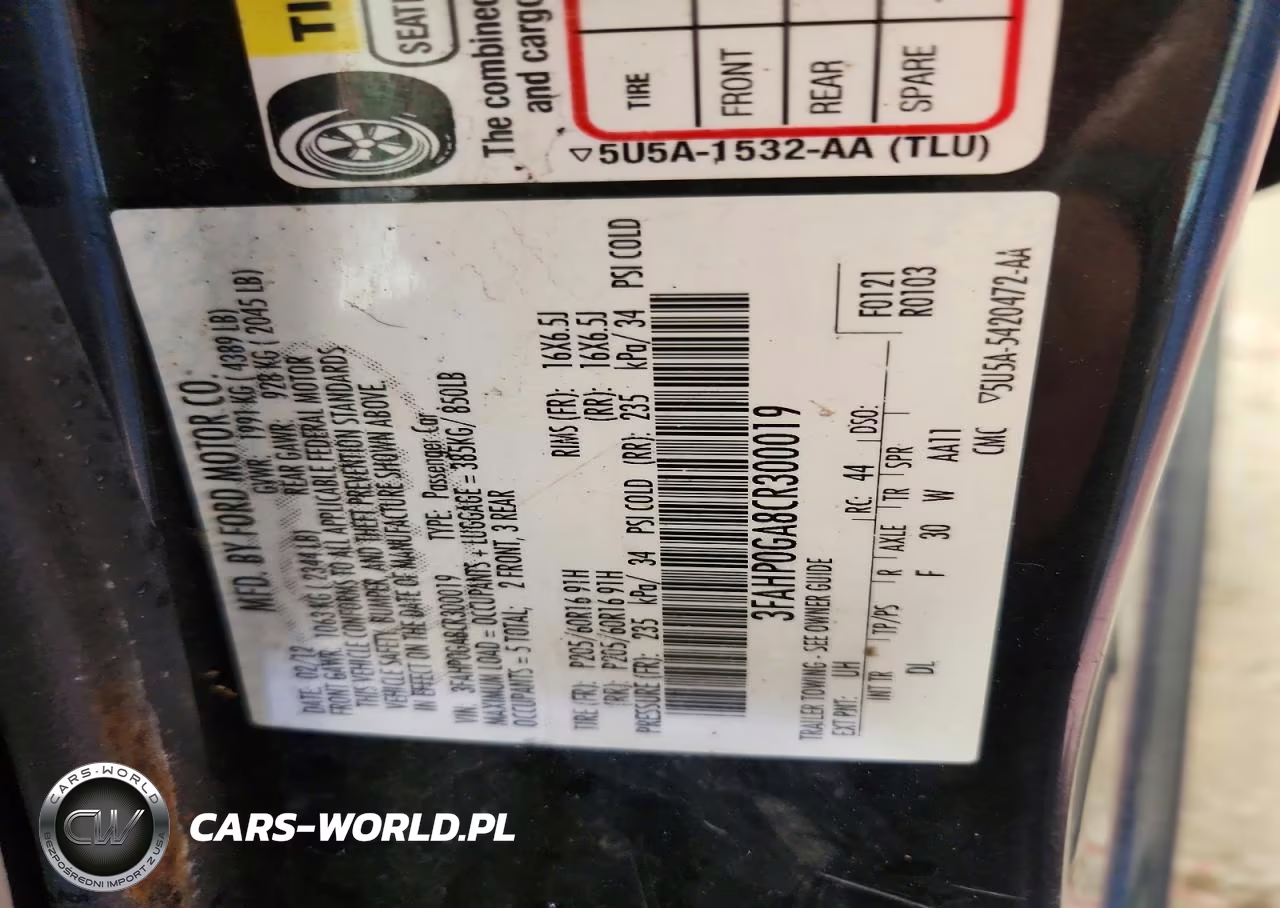 2012 Ford Fusion S VIN:3FAHP0GA8CR300019 - 12