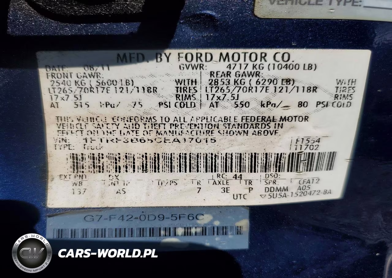 2012 Ford F350 Super Duty VIN:1FTRF3B68CEA17015 - 10