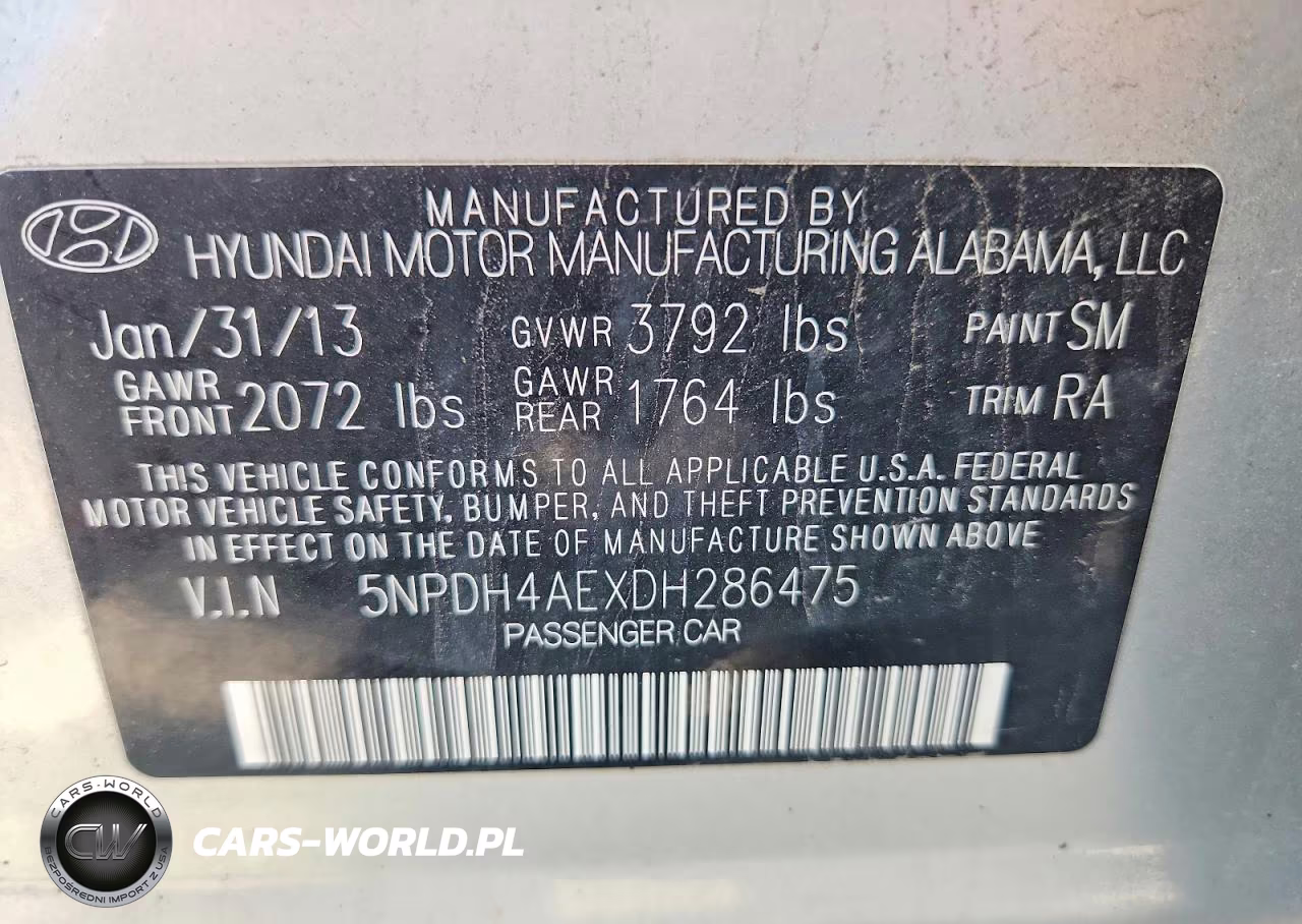 2013 Hyundai Elantra Limited VIN:5NPDH4AEXDH286475 - 12
