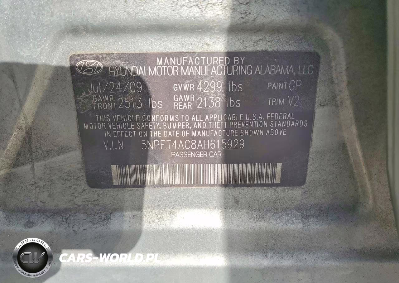 2010 Hyundai Sonata Gls VIN:5NPET4AC8AH615929 - 12