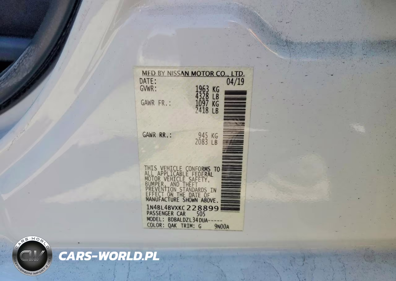 2019 Nissan Altima S VIN:1N4BL4BVXKC228899 - 12