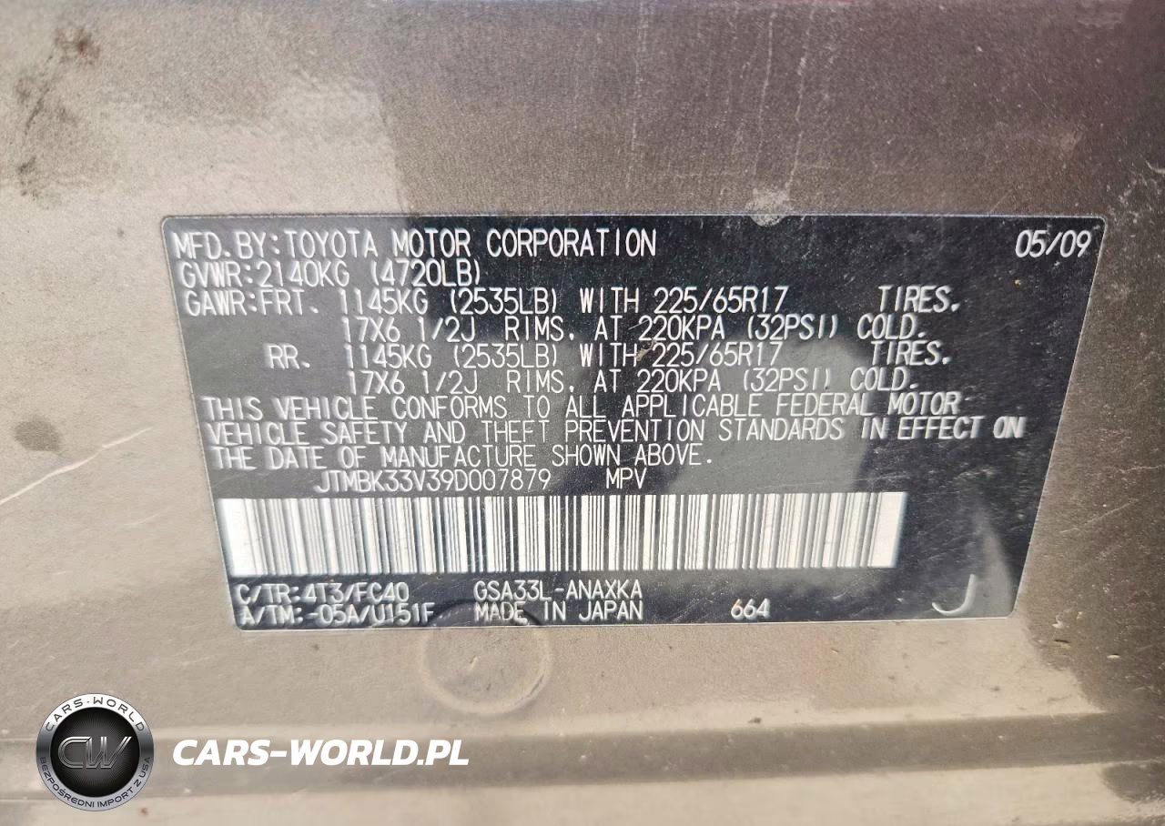 2009 Toyota Rav4 Base VIN:JTMBK33V39D007879 - 12