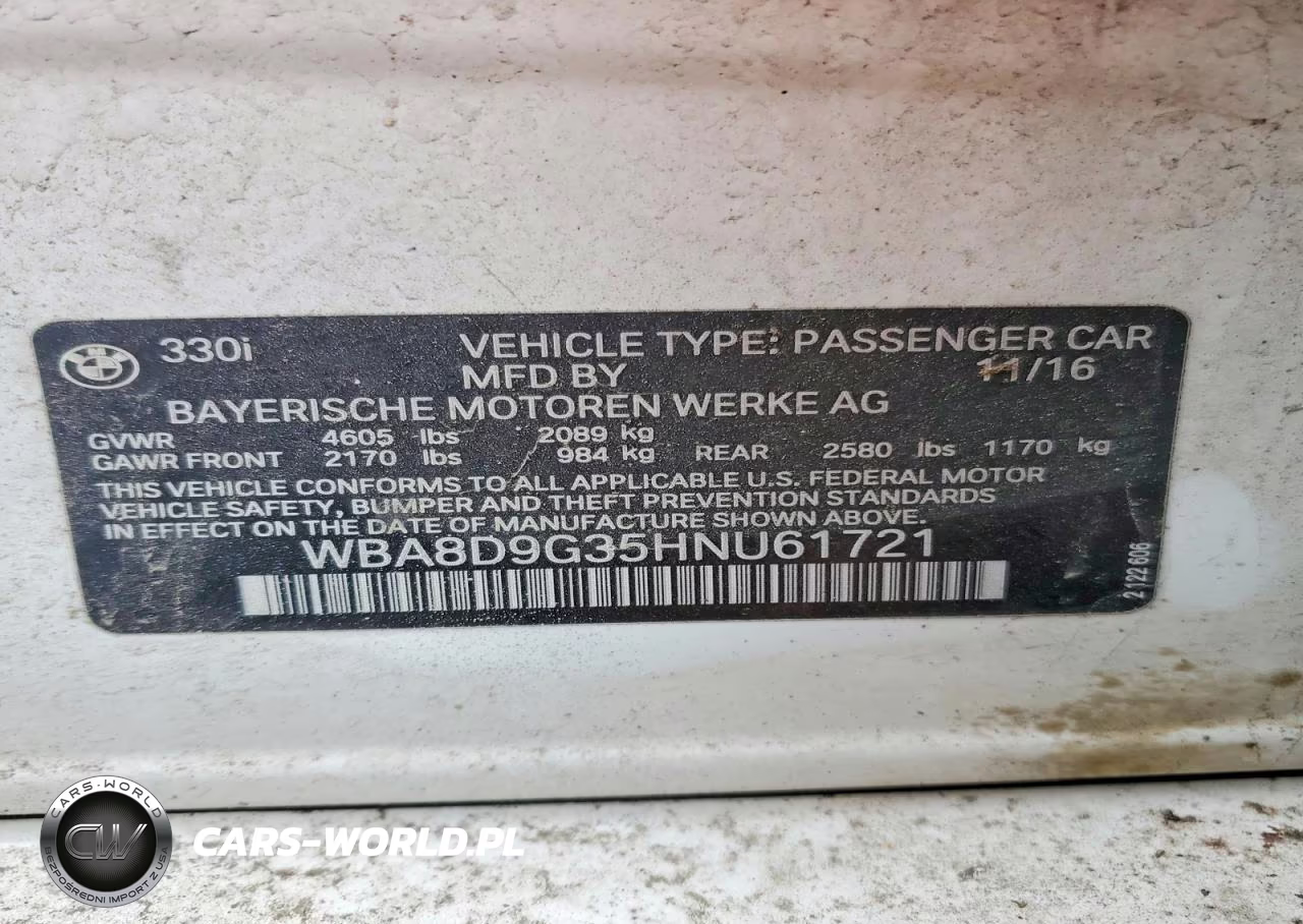 2017 BMW 330 Xi VIN:WBA8D9G35HNU61721 - 12