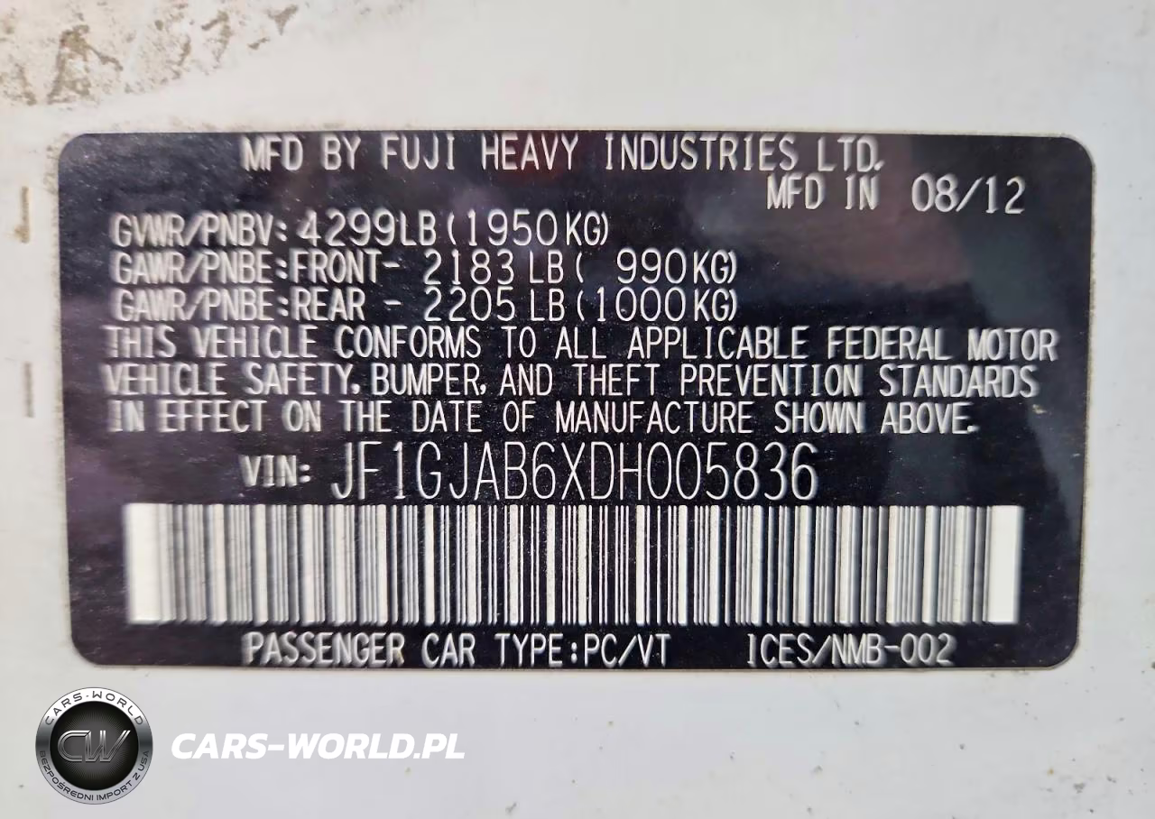 2013 Subaru Impreza Premium VIN:JF1GJAB6XDH005836 - 13
