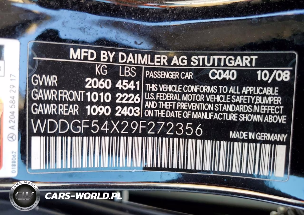 2009 Mercedes-Benz C 300 VIN:WDDGF54X29F272356 - 12