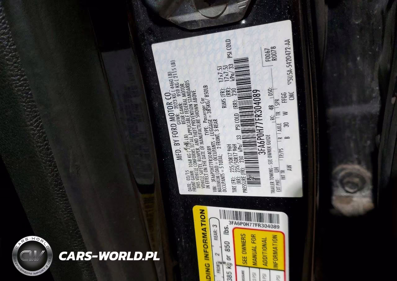 2015 Ford Fusion Se VIN:3FA6P0H77FR304089 - 12