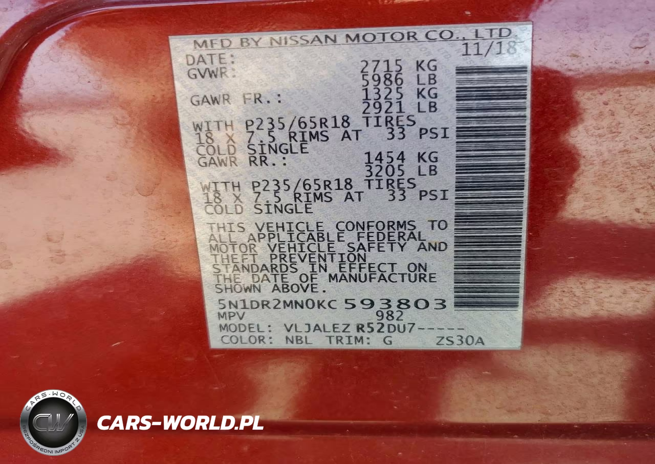 2019 Nissan Pathfinder Sv VIN:5N1DR2MN0KC593803 - 13