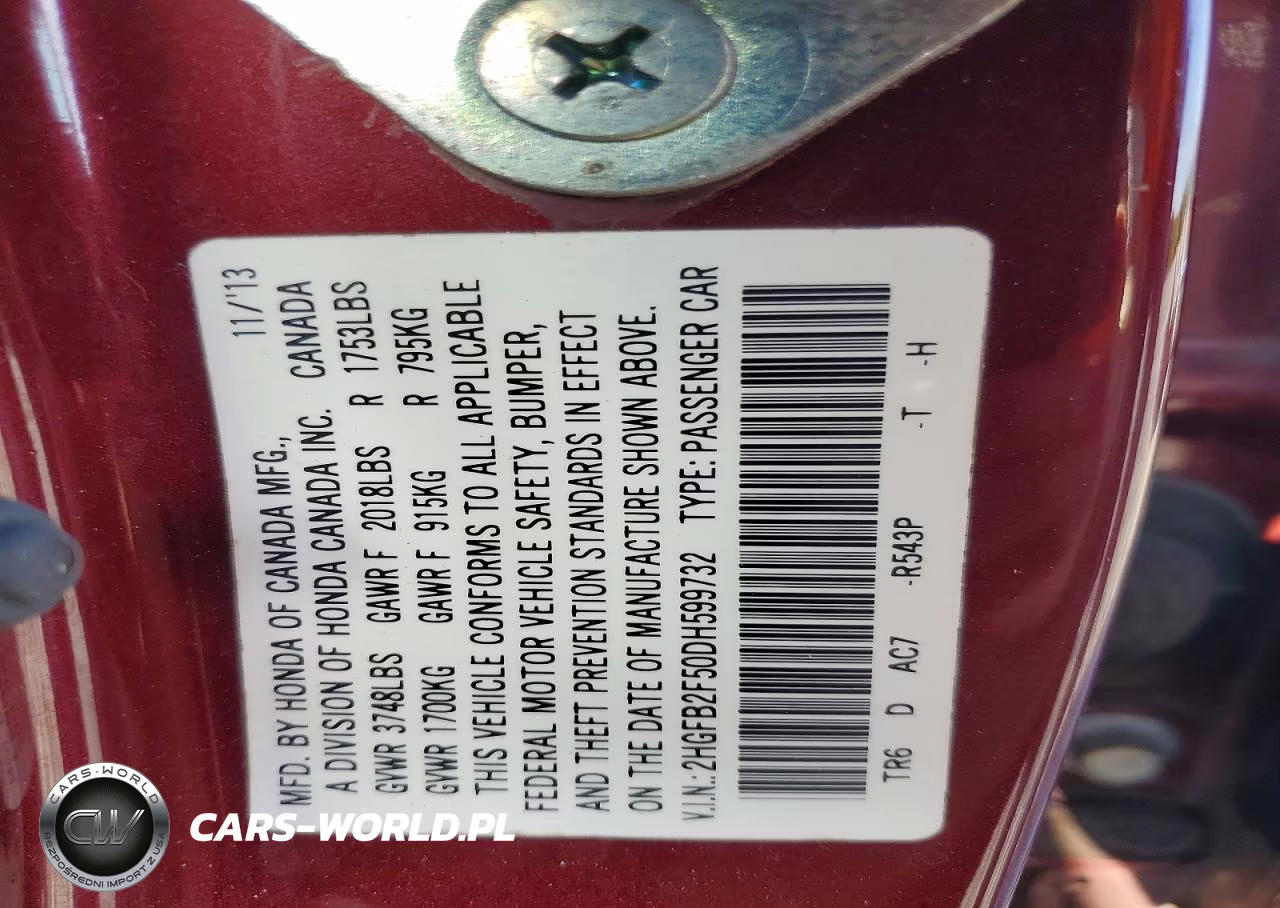 2013 Honda Civic Lx VIN:2HGFB2F50DH599732 - 13