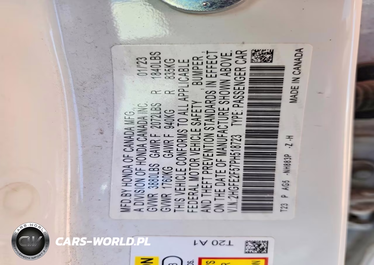 2023 Honda Civic Sport VIN:2HGFE2F57PH518723 - 12