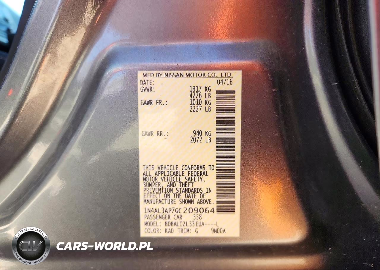 2016 Nissan Altima 2.5 Sv VIN:1N4AL3AP7GC209064 - 12