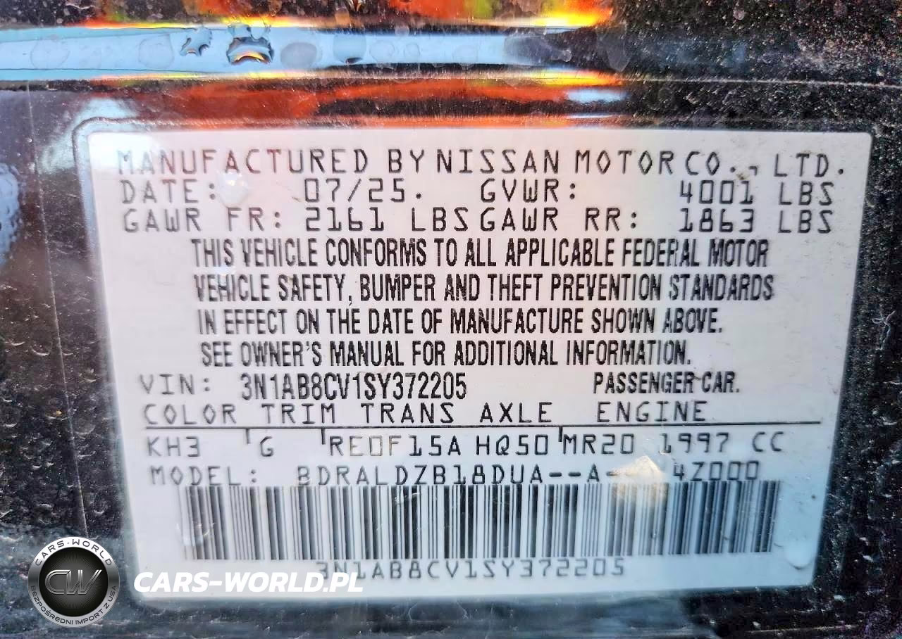 2025 Nissan Sentra Sv VIN:3N1AB8CV1SY372205 - 13