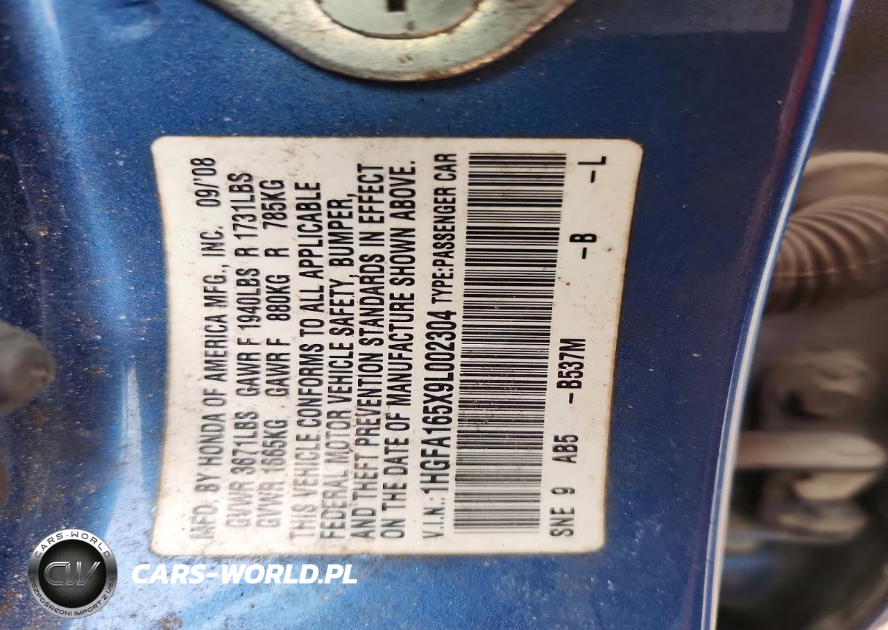 2009 Honda Civic Lx VIN:1HGFA165X9L002304 - 13