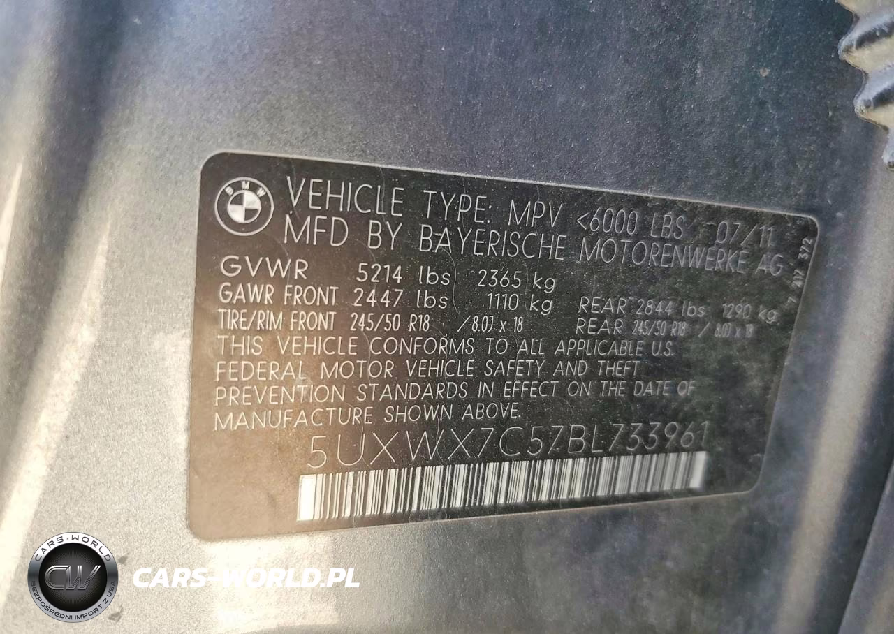 2011 BMW X3 xDrive35I VIN:5UXWX7C57BL733961 - 12