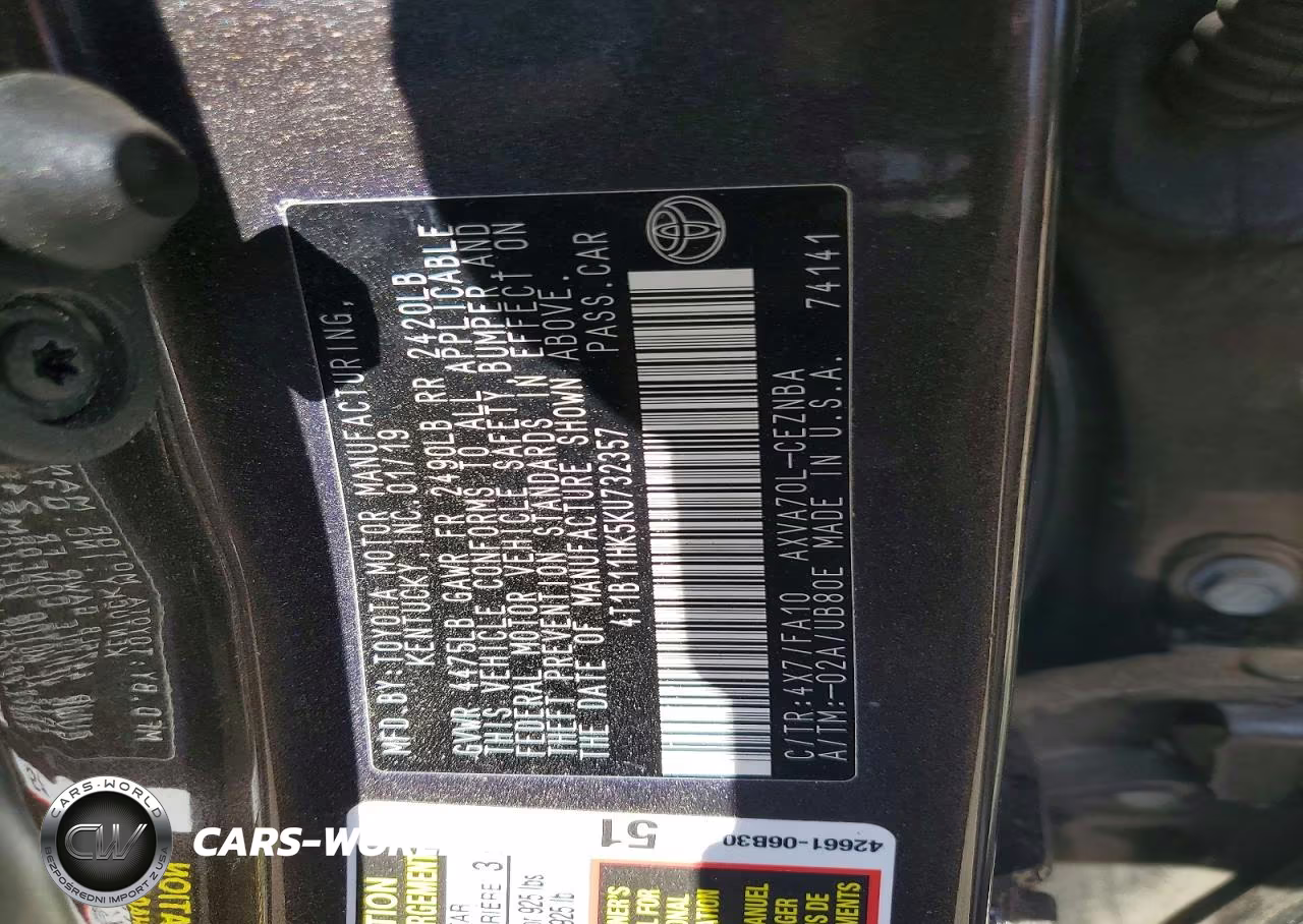 2019 Toyota Camry Le VIN:4T1B11HK5KU732357 - 12