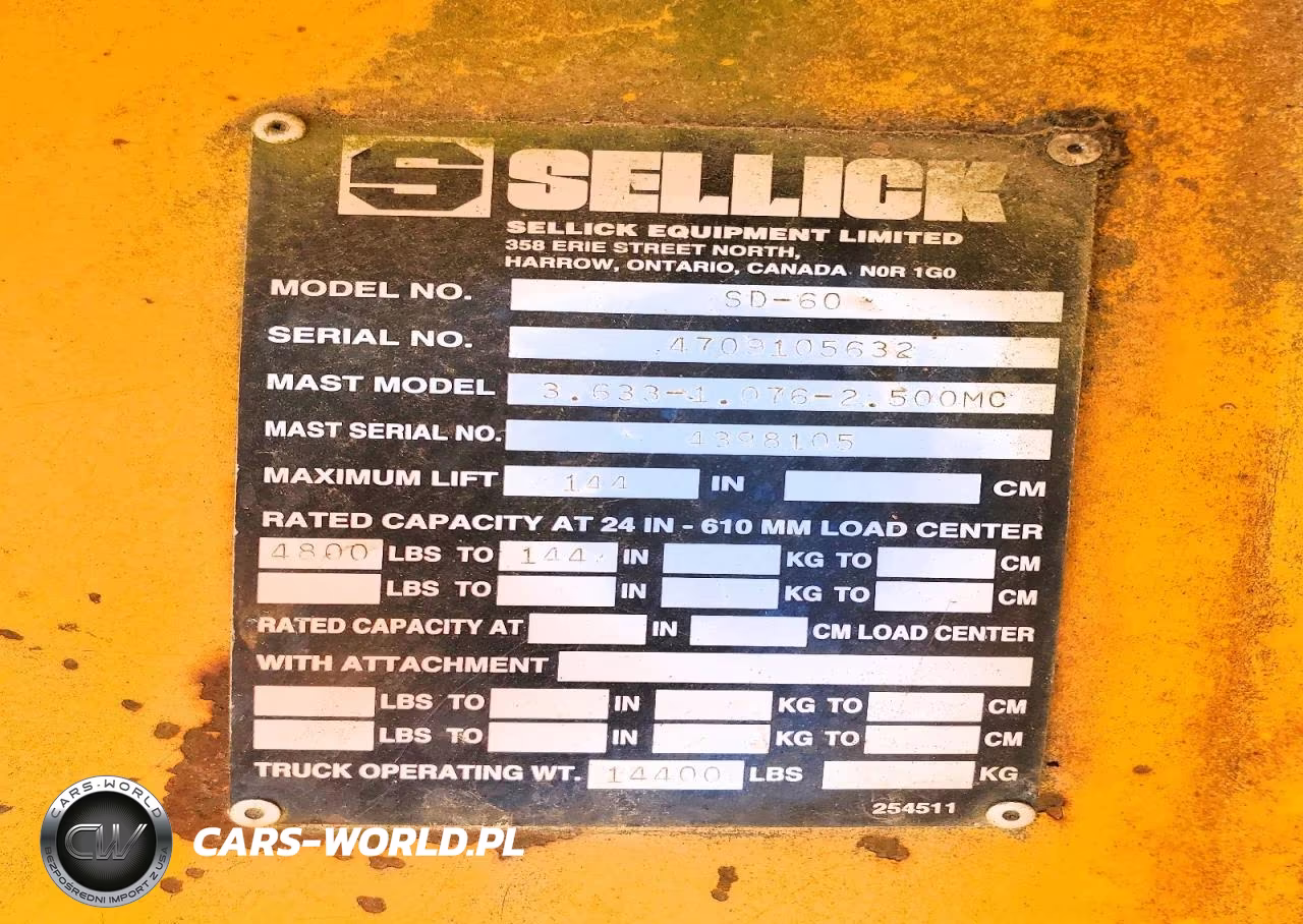 2001 Sellick Sd-60 Forklift VIN:4709105632 - 10